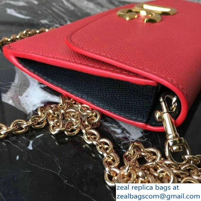 Dolce  &  Gabbana DG Chain Wallet Bag in Dauphine Calfskin Red 2018